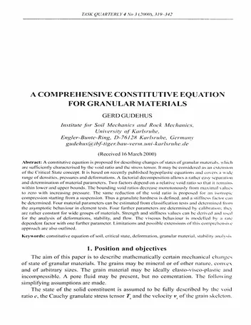 Más sobre Una Ecuación Constitutiva Integral para Materiales Granulares.