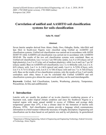 Más sobre Correlación de los Sistemas de Clasificación de Suelos Unificados y AASHTO para la Clasificación de Suelos.