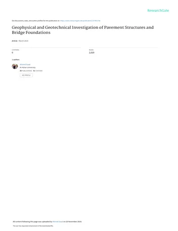 Más sobre Investigación Geofísica y Geotécnica de Estructuras de Pavimento y Cimientos de Puentes