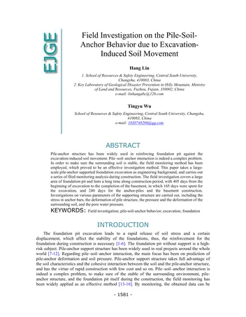 Más sobre Investigación de Campo sobre el Comportamiento Ancla-Suelo-Pila debido a Movimientos de Suelo Inducidos por Excavación